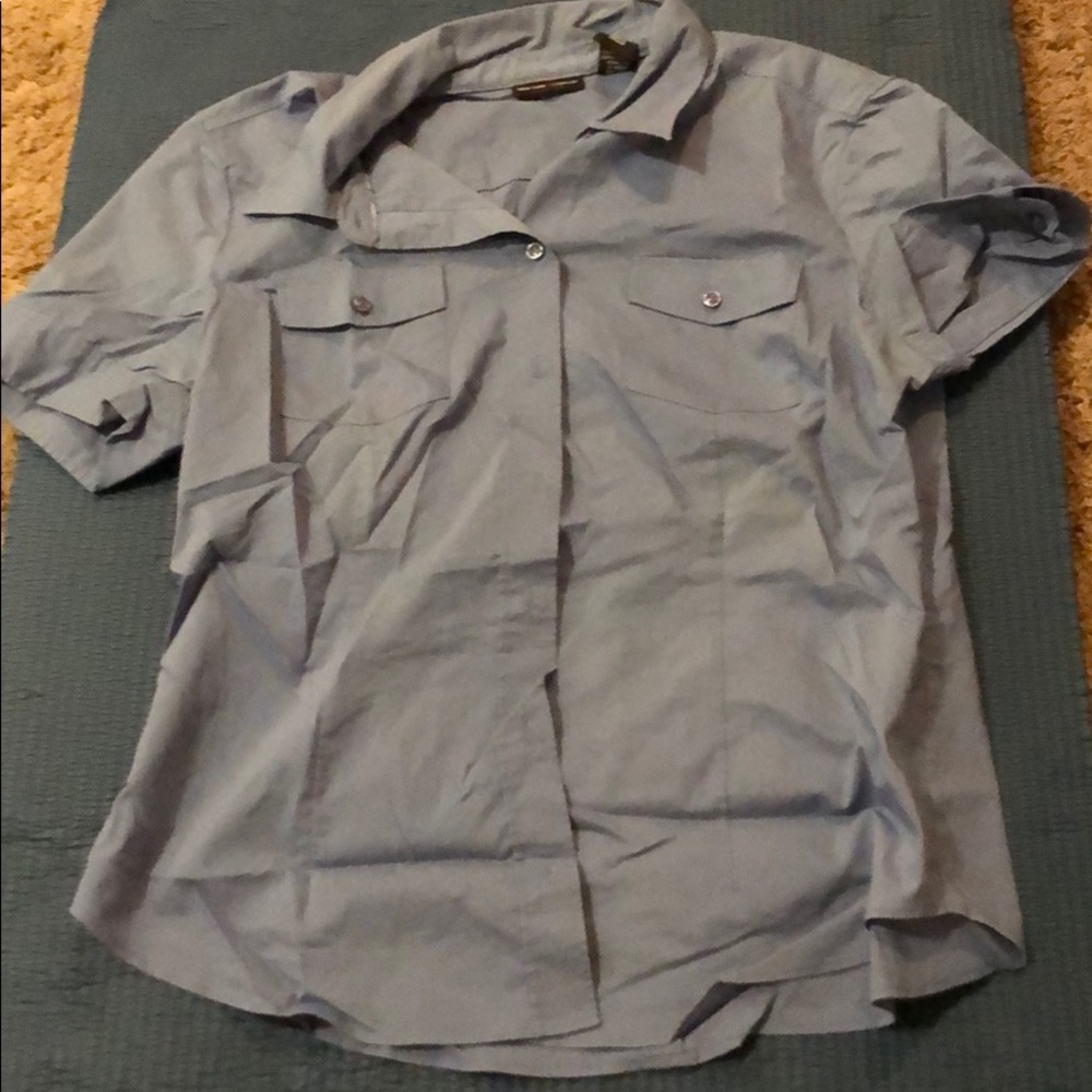 Short Sleeve Blue Button Up